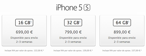 iPhone 5s - Capacidades