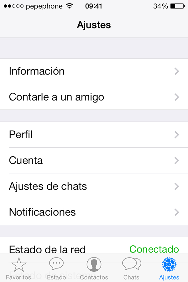 WhatsApp iOS 7 - Ajustes