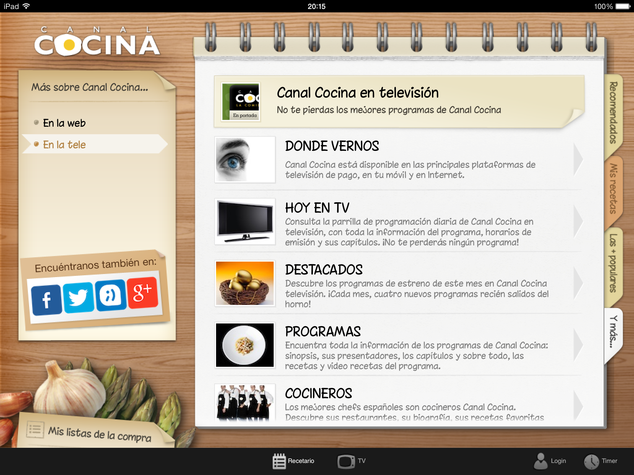 La app de Canal Cocina para el iPad